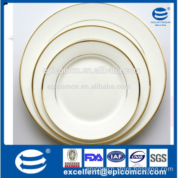 hotel, restaurant home round plate porcelain, ceramic dinnerware, China best home porcelain/good quality gold rim plate dishes